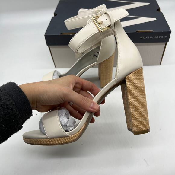 Worthington Womens Lynch Heeled Sandals Ivory Size 10M - Picture 7 of 10